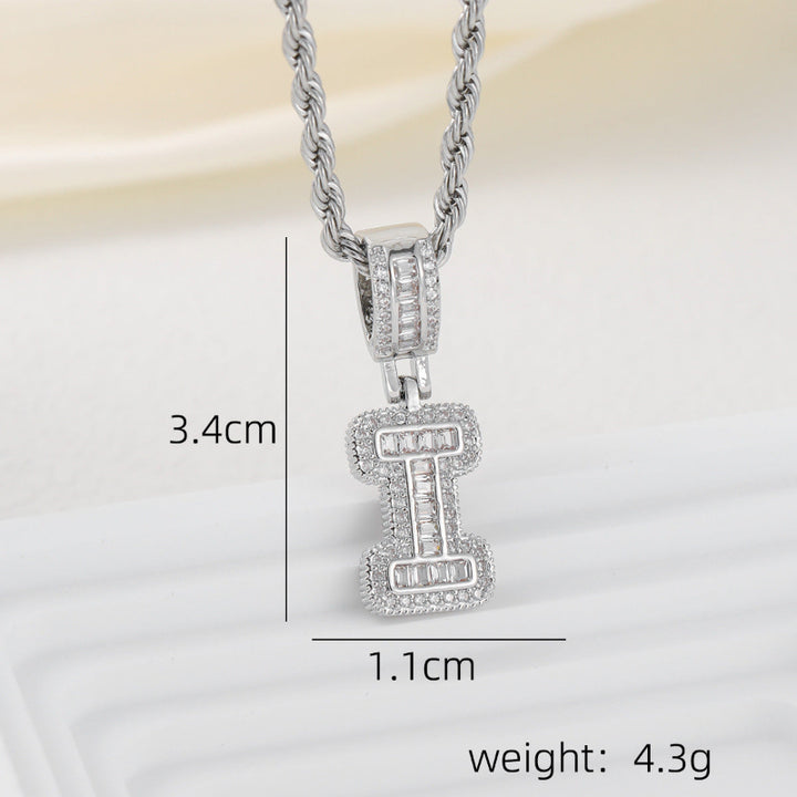 Silver Iced Out Personalized Name Letter Twisted Rope Chain Hip Hop Unisex Jewelry