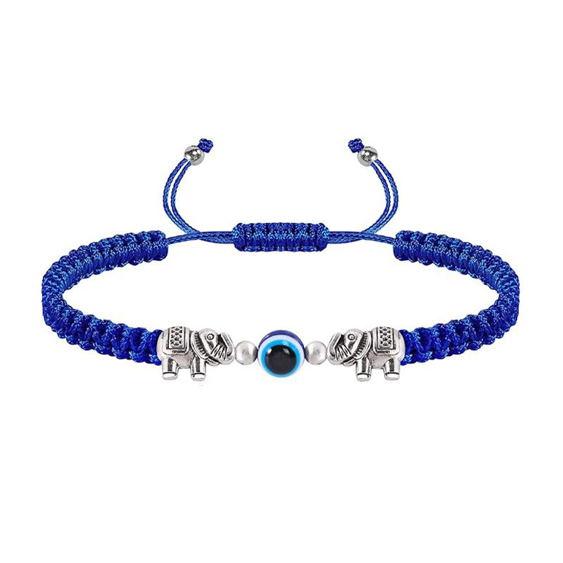 Evil Eye Braided Rope Bracelet, Animal Charm Adjustable Woven Bracelet for Daily Wear &amp; Gifting