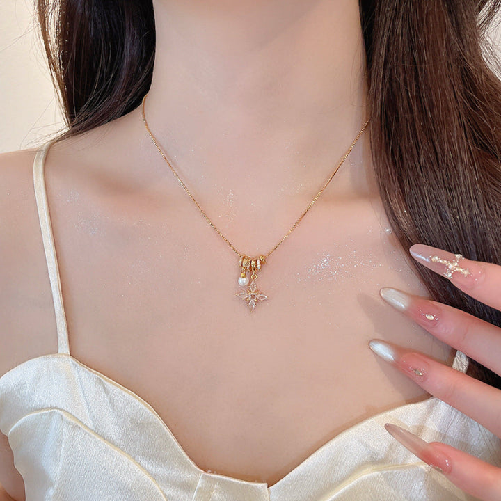 Vintage Gold‑Toned Multi‑Charm Diamond Pendant Necklace, Dainty Layering Statement Necklace Set