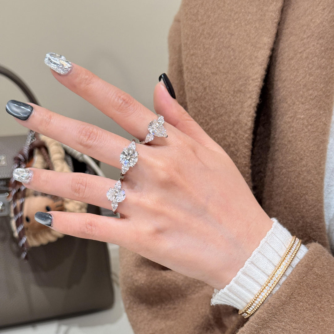 Stunning Adjustable Open 2-Carat Diamond Ring Set, Sparkling Statement Rings for Women