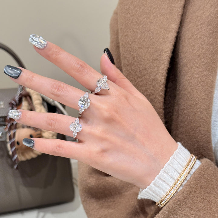 Stunning Adjustable Open 2-Carat Diamond Ring Set, Sparkling Statement Rings for Women