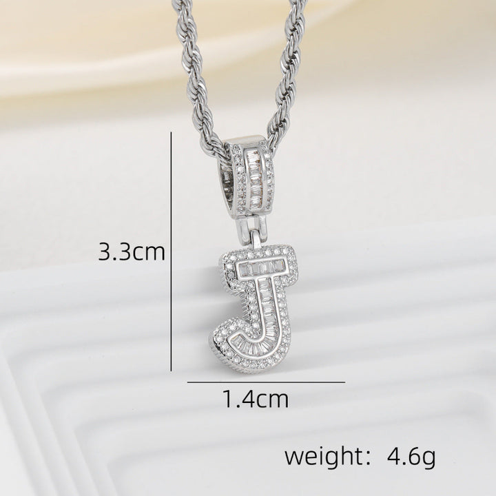 Silver Iced Out Personalized Name Letter Twisted Rope Chain Hip Hop Unisex Jewelry