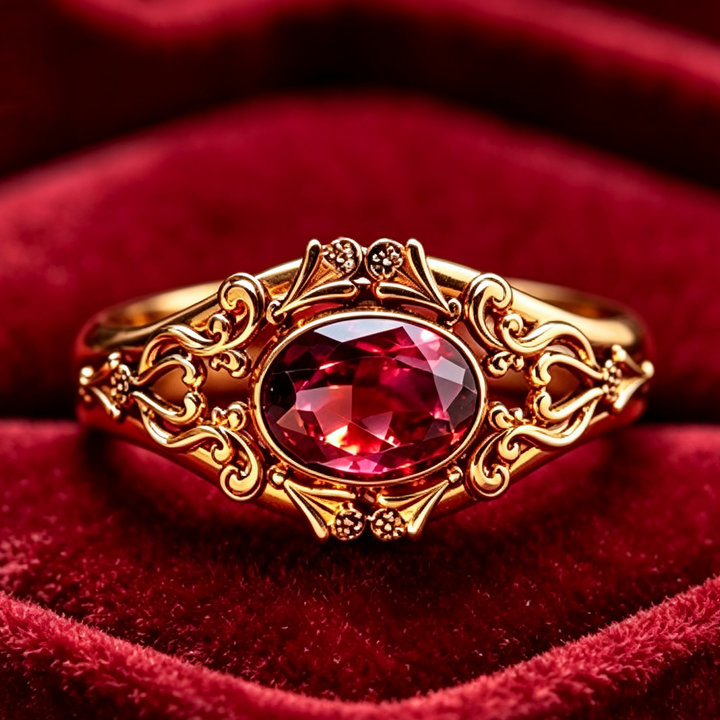 Vintage Oval Gemstone Ring, Ornate Filigree Carved Statement Ring, Elegant Jewelry Gift