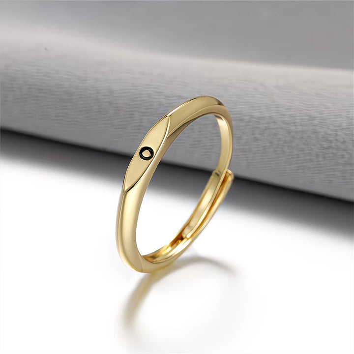 Custom 26 Initial Adjustable Stackable Ring, 14K Gold Dainty Tiny Minimalist Personalized Women Promise Band