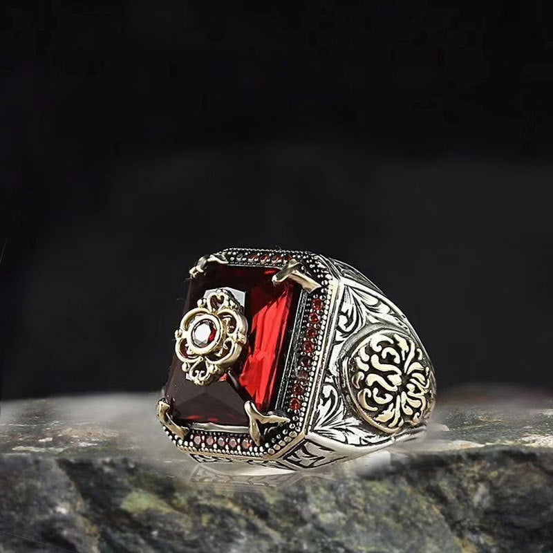 Punk Trend Retro Ring, High-End Couple Rings, Exquisite Accessories, Luxury Gem Tone Options Ornate Craft Jewelry