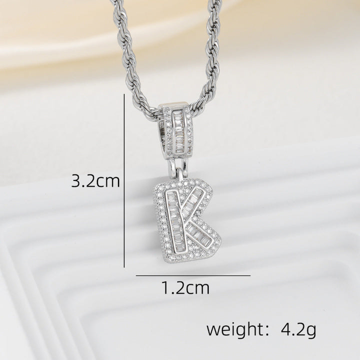 Silver Iced Out Personalized Name Letter Twisted Rope Chain Hip Hop Unisex Jewelry