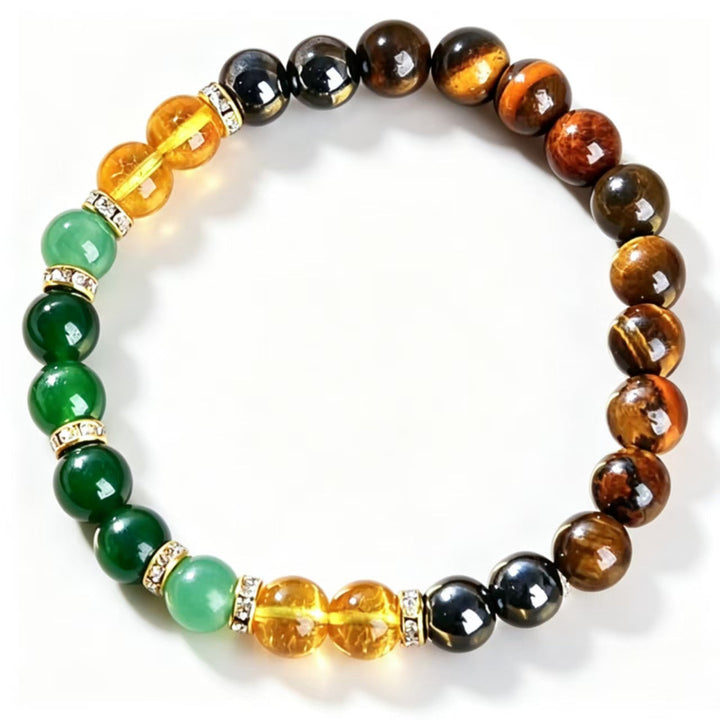 Round Polished Crystal Stone Stackable Wrist Band For Daily Casual Fashion Jewelry