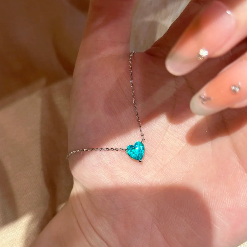 2 Carat Dainty Heart Cut Diamond Pendant Necklace, Minimalist Women Love Promise Collarbone Jewelry