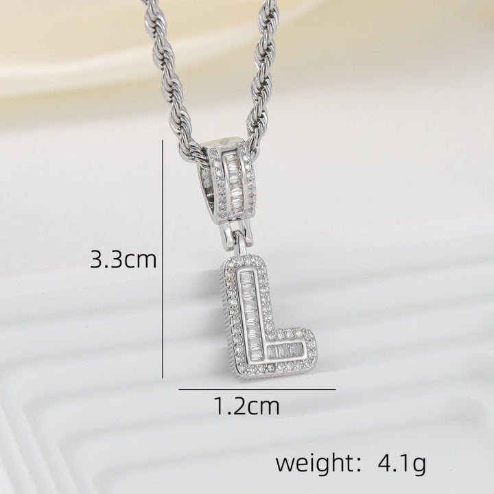 Silver Iced Out Personalized Name Letter Twisted Rope Chain Hip Hop Unisex Jewelry