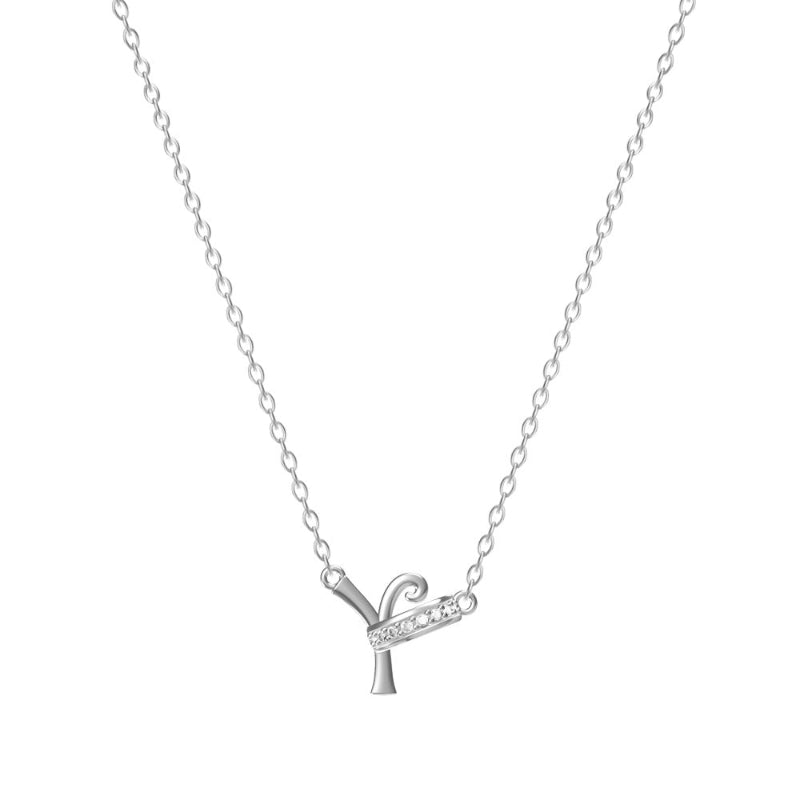 26 Letters Initial Necklace, Diamond Accent Personalized Women Collarbone necklace