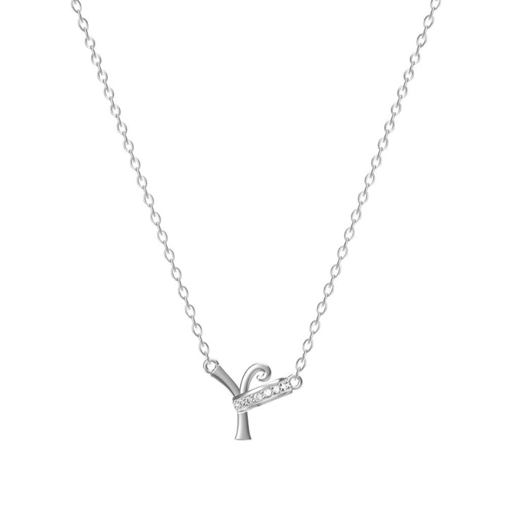 26 Letters Initial Necklace, Diamond Accent Personalized Women Collarbone necklace