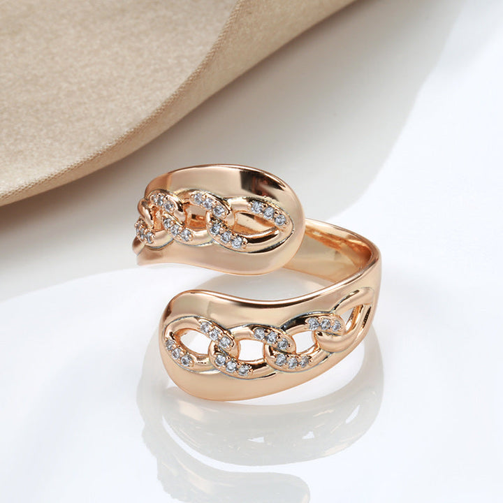 Set with Diamonds Open Ring, Adjustable 18K Gold Statement Band