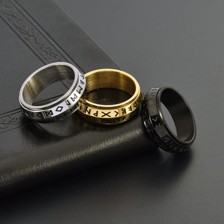 Rune Spinner Rotatable Ring, Stress-Relief Design, Distinctive Ring For Men
