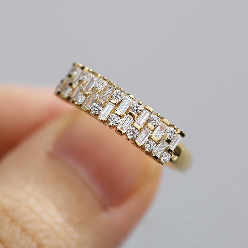 Baguette Diamond Full Eternity Band Ring, 14K Stackable Statement Elegant Ring