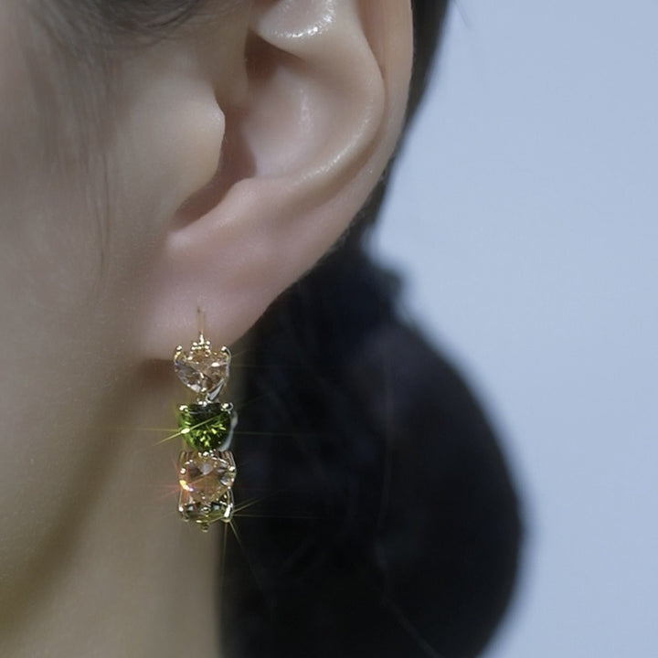 Heart Cut Multicolor Gemstone Hoop Earrings, Elegant Colorful Crystal Huggie Earrings for Women