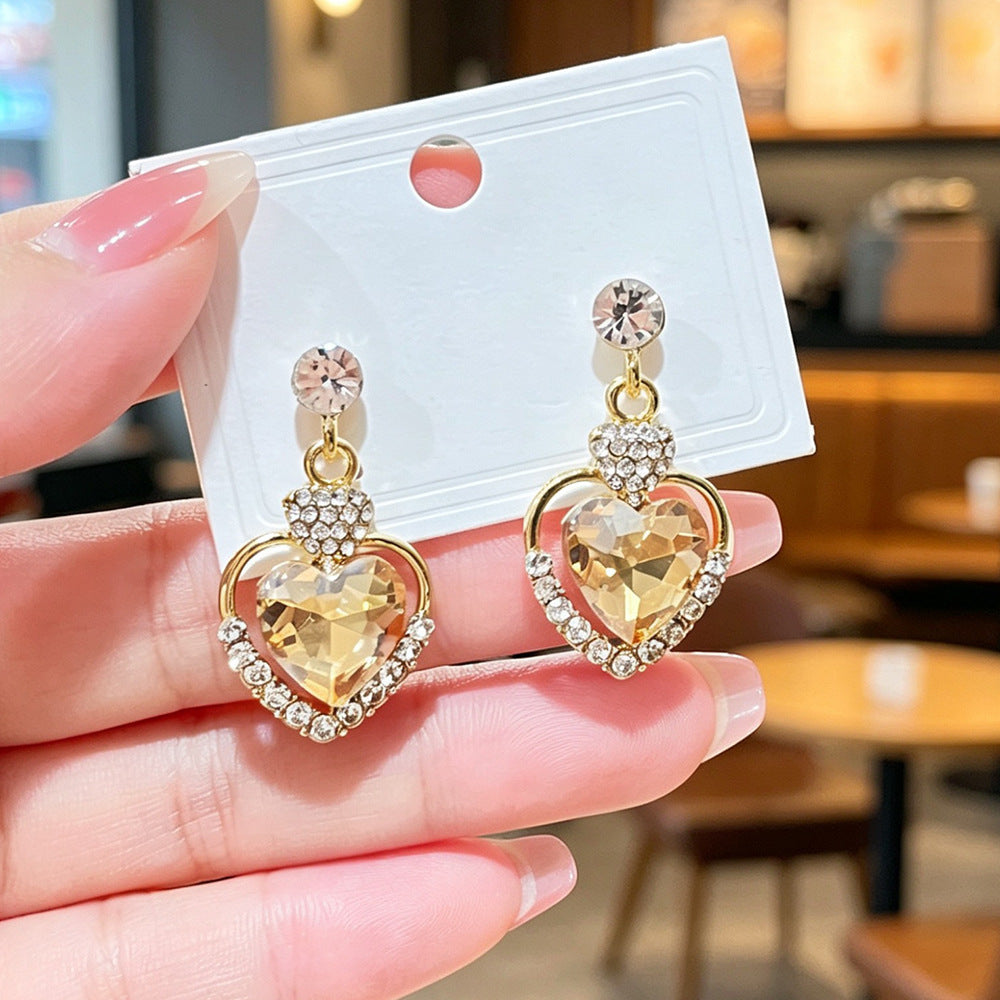 Heart Shape Drop Dangle Earrings, Exquisite, Ethereal Statement Earrings for Women