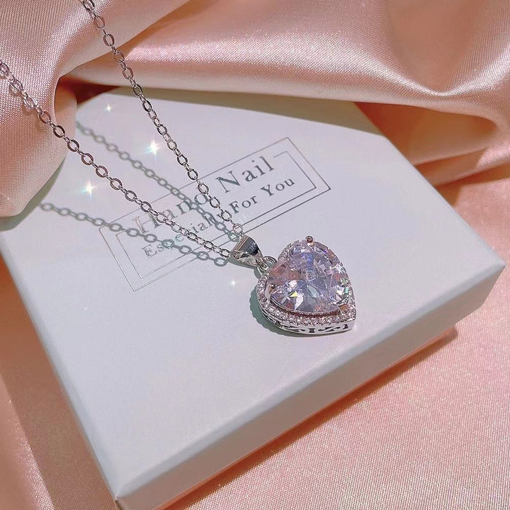 Heart Gemstone Jewelry Set, Elegant Matching Necklace Ring Earrings Set for Women