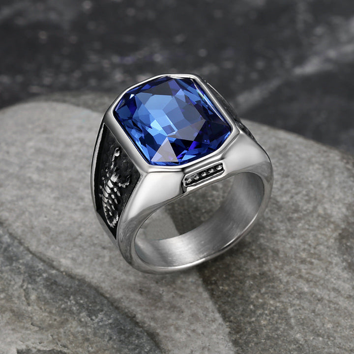 Vintage Engraved Men’s Signet Ring, Large Cushion‑Cut Gemstone Statement Ring