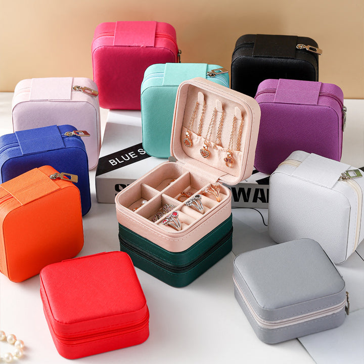 Portable Multi‑Compartment Jewelry Storage Box, PU Leather for Travel Use &amp; Gifting for Jewelry Lovers