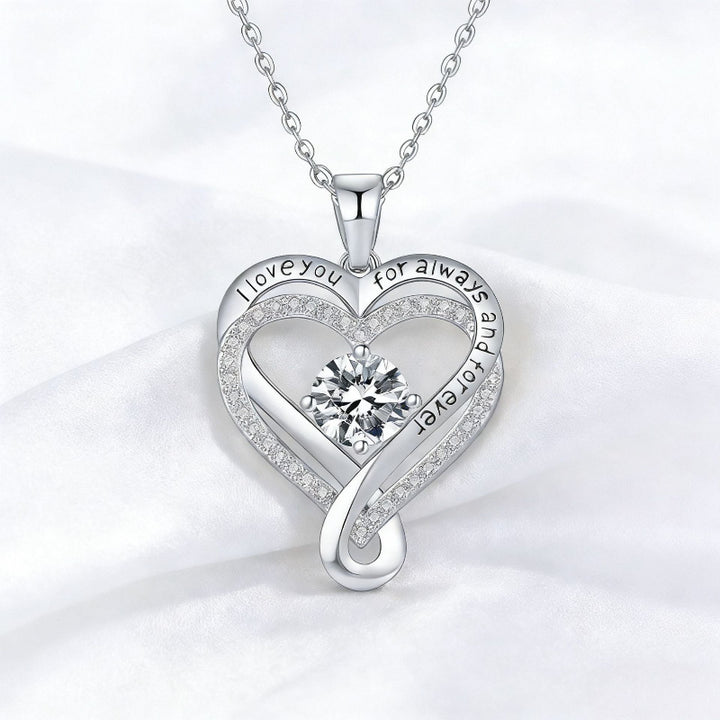December Birthstone Eternal Heart Double Heart Necklace for Women