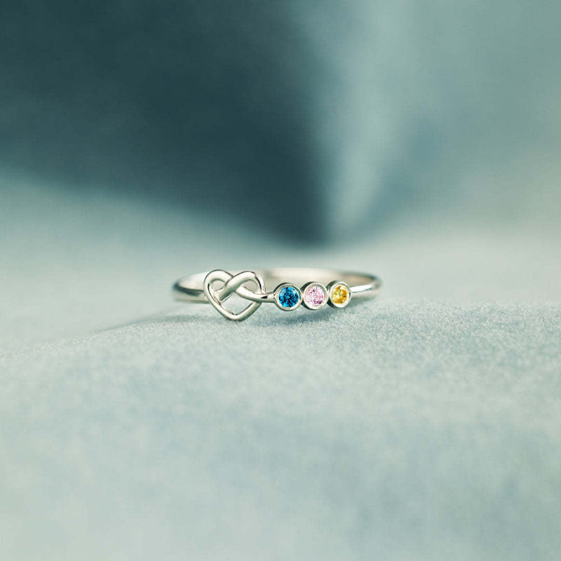 Adjustable Opening Interlocked Infinity Heart Stackable Ring, Dainty Personalized Family Promise Ring For Women