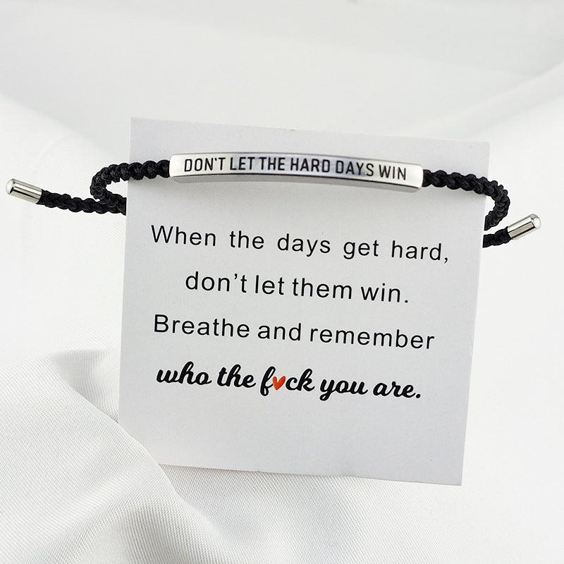 Encouragement Engraved Braided Rope Bracelet, Inspirational Gift For Men &amp; Women