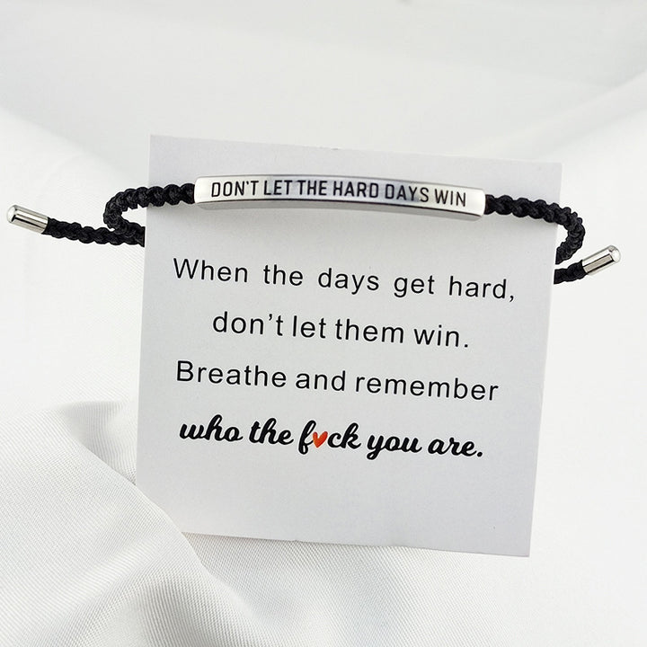 Encouragement Engraved Braided Rope Bracelet, Inspirational Gift For Men &amp; Women