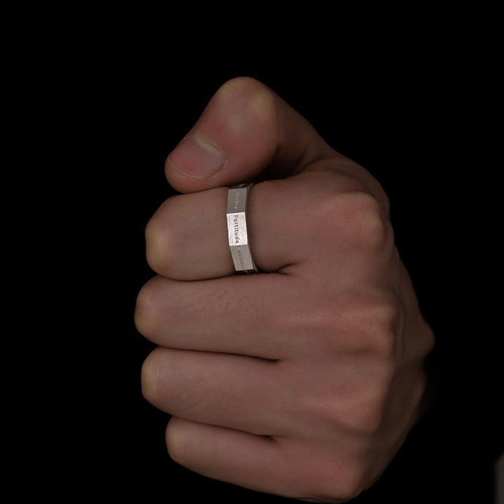 Faceted Seven Virtues Letter Open Ring for Daily Wear, Perfect Gift for Men Women