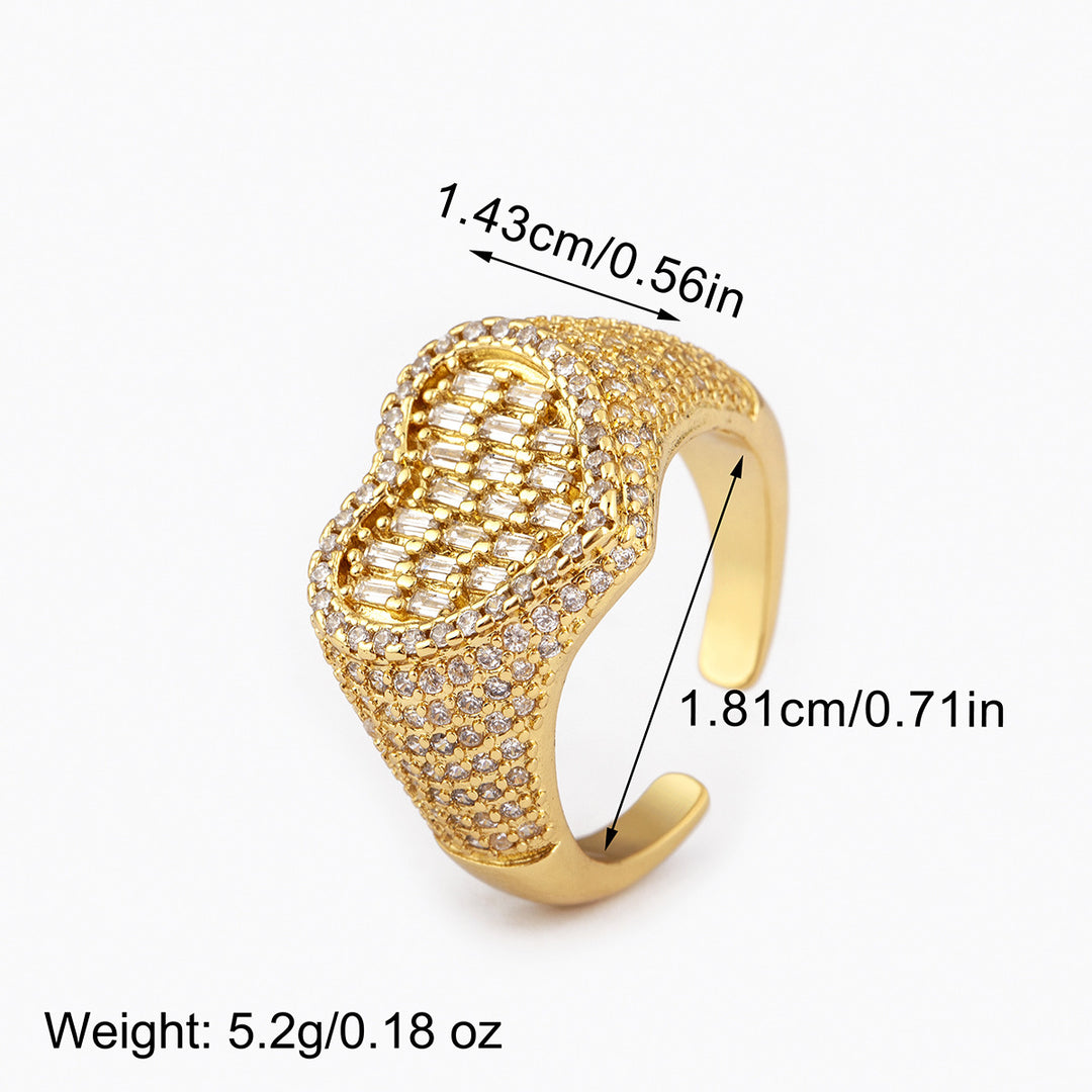 Glam Heart Shape Statement Open Ring, Sparkling Inlaid Diamond Design, Multiple Styles Available