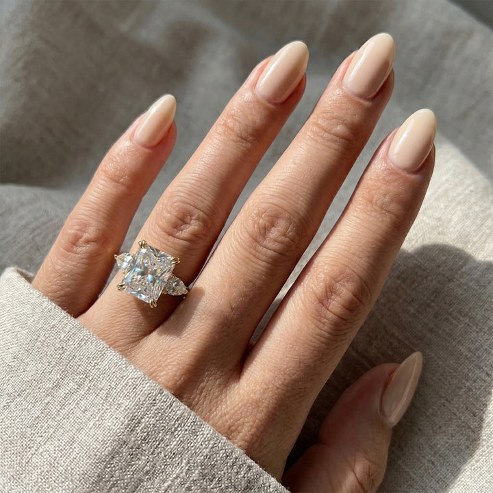 Ice-Pattern Cut Diamond Promise Ring, Radiant‑Cut Three‑Stone Diamond Engagement Ring