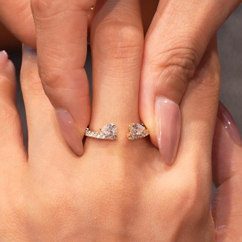 Adjustable Open Oval‑Cut Diamond Ring Set, Premium Gift Set For Wedding &amp; Special Moments