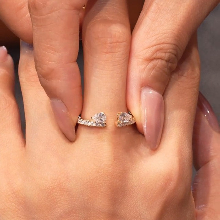 Adjustable Open Oval‑Cut Diamond Ring Set, Premium Gift Set For Wedding &amp; Special Moments