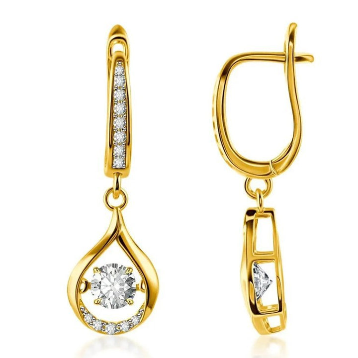 Teardrop-shaped Travel Souvenir Earrings, Sparkling Diamond Design for Women