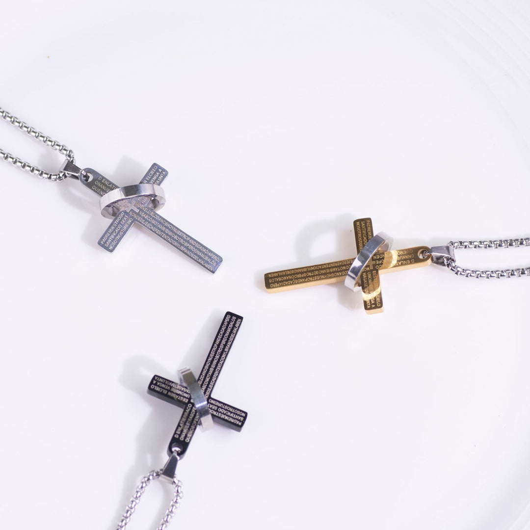Letter and Cross Pendant Necklace; Hip-Hop/Punk Sweater Necklace for Men and Women