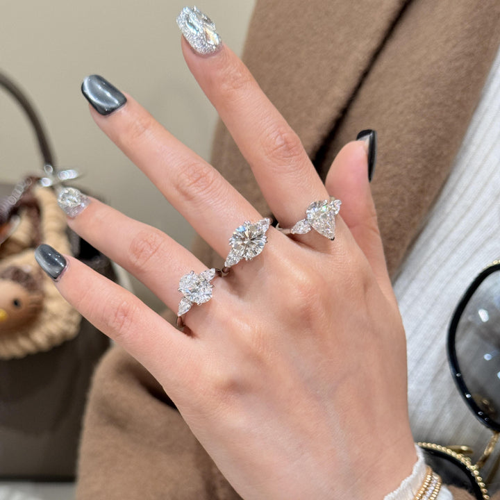 Stunning Adjustable Open 2-Carat Diamond Ring Set, Sparkling Statement Rings for Women