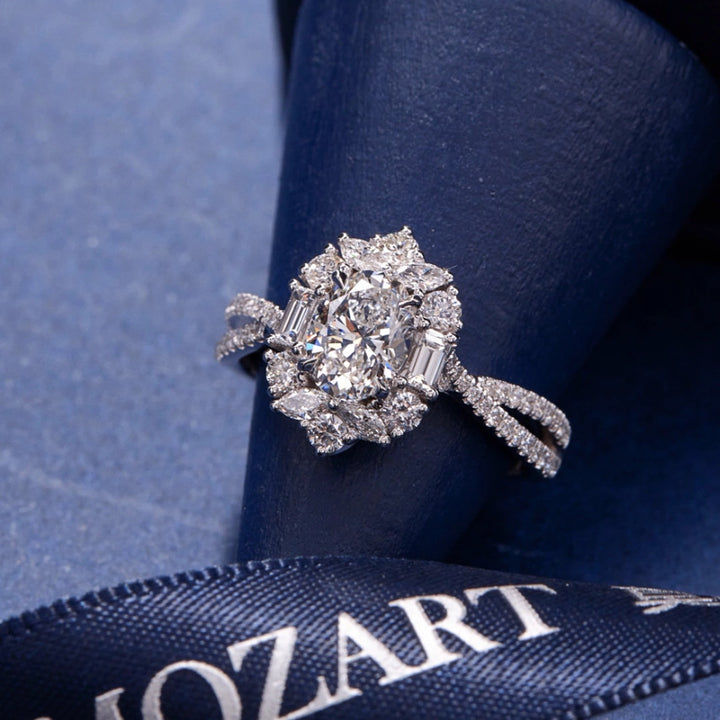 3‑Carat Halo Twist Shank Open Adjustable Ring Collection
