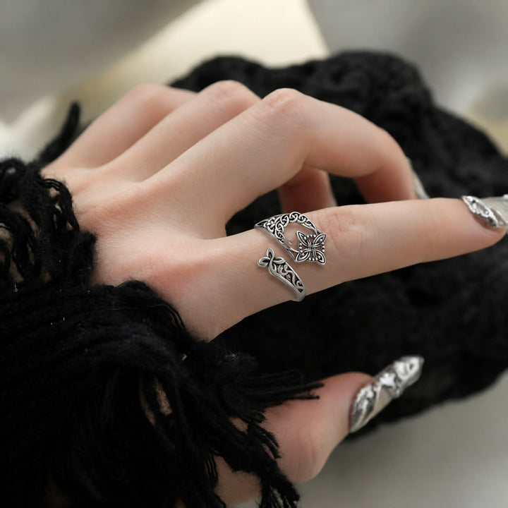 Celtic Knot Adjustable Open Ring, Bohemian-Style Vintage Distressed Ring