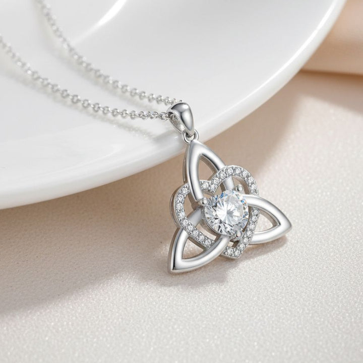 Celtic Trinity Knot Heart Birthstone Necklace, Hypoallergenic Women Sentimental Pendant