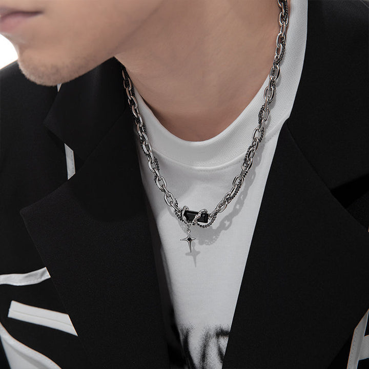 Black Gem Star Charm Jewelry Set, Necklace &amp; Bracelet for Daily Wear &amp; Gifting for Trend‑Lovers