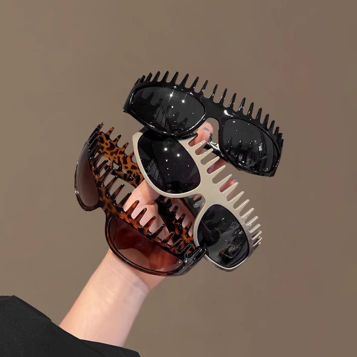 Spiky Serrated Leopard Frame Y2K Statement Sunglasses, Weirdcore Festival Bold UV Protection Shades