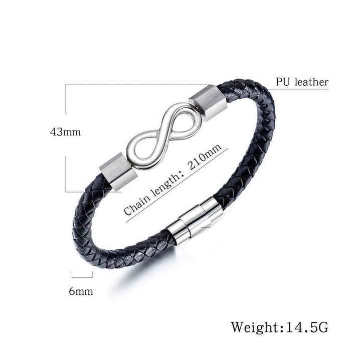 Infinity Symbol Braided Leather Bracelet With Gift Card, Meaningful Gift Choice For Men