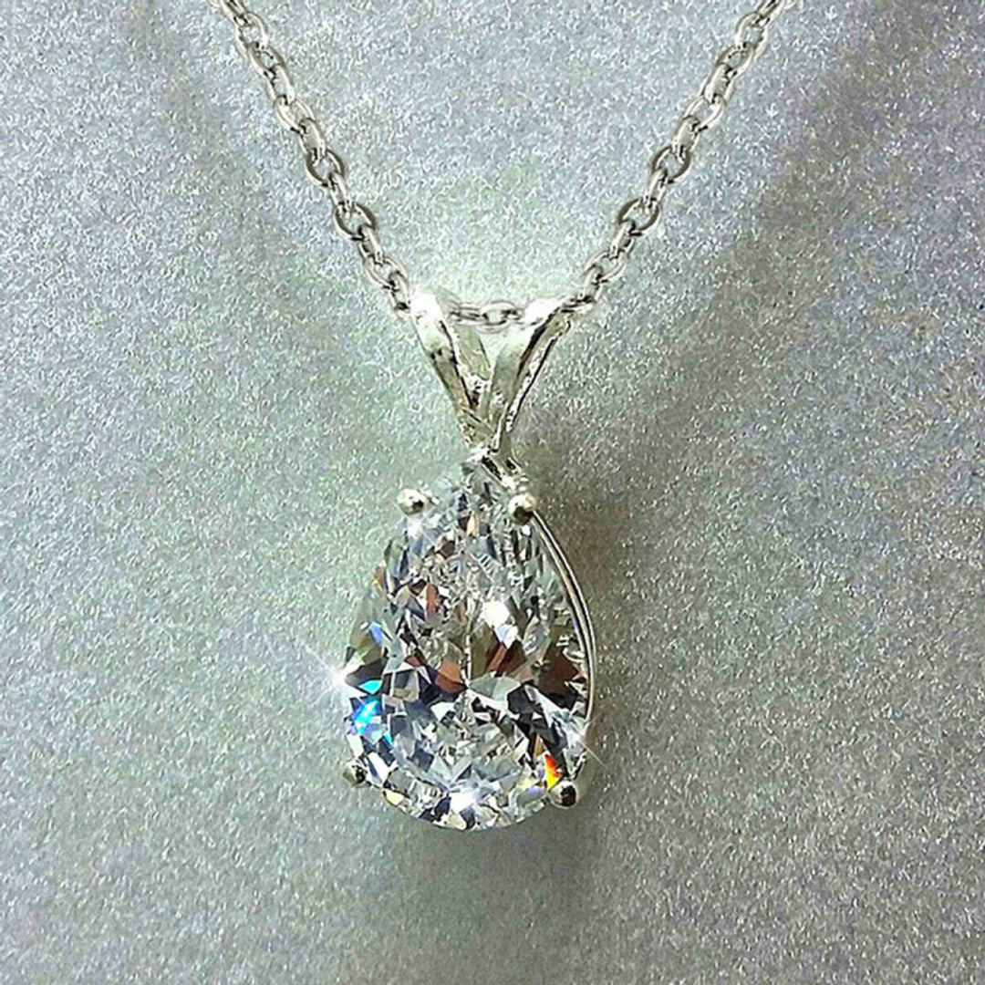 S925 Silver Teardrop Gem Pendant Necklace, Ideal Sentimental Gift For Women