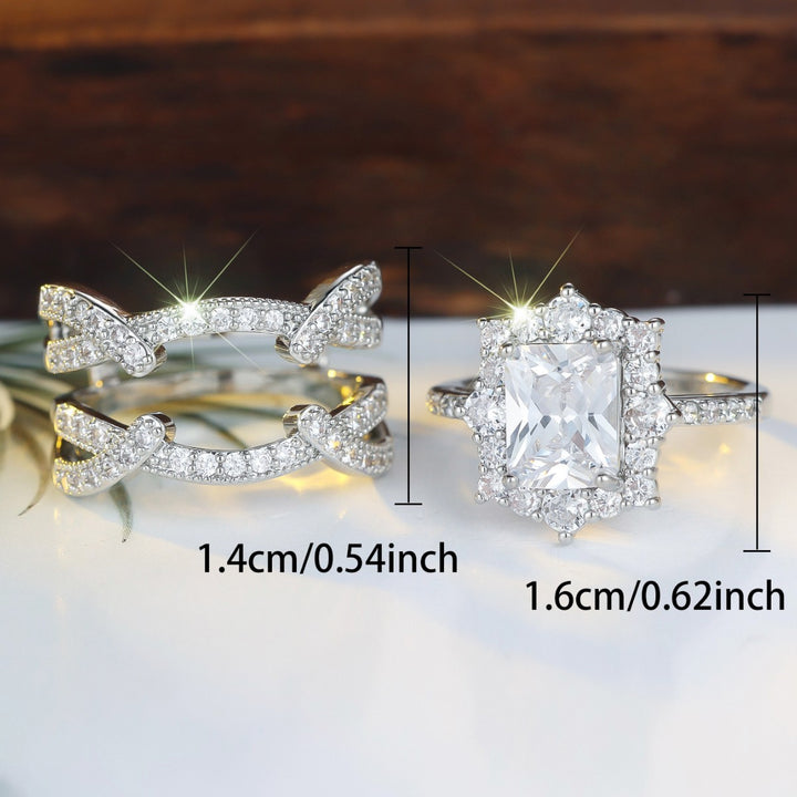 Radiant Cut Diamond Ring Set, Perfect for Birthday, Christmas Gift &amp; Daily Wear for Women