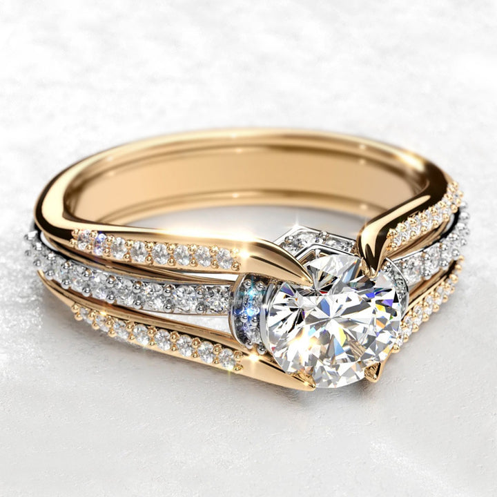 Vintage Court-Style Arched Ring, Twisted Multi-band Round Diamond Stackable Ring for Women