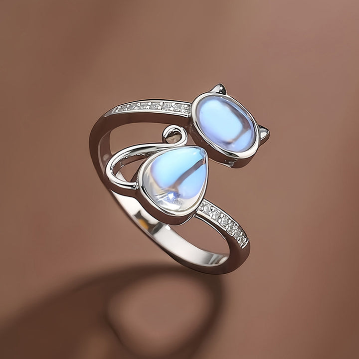 S925 Cat‑Shaped Gemstone Ring, Lovely Gift for Cat Lovers &amp; Pet Owners for Daily Wear