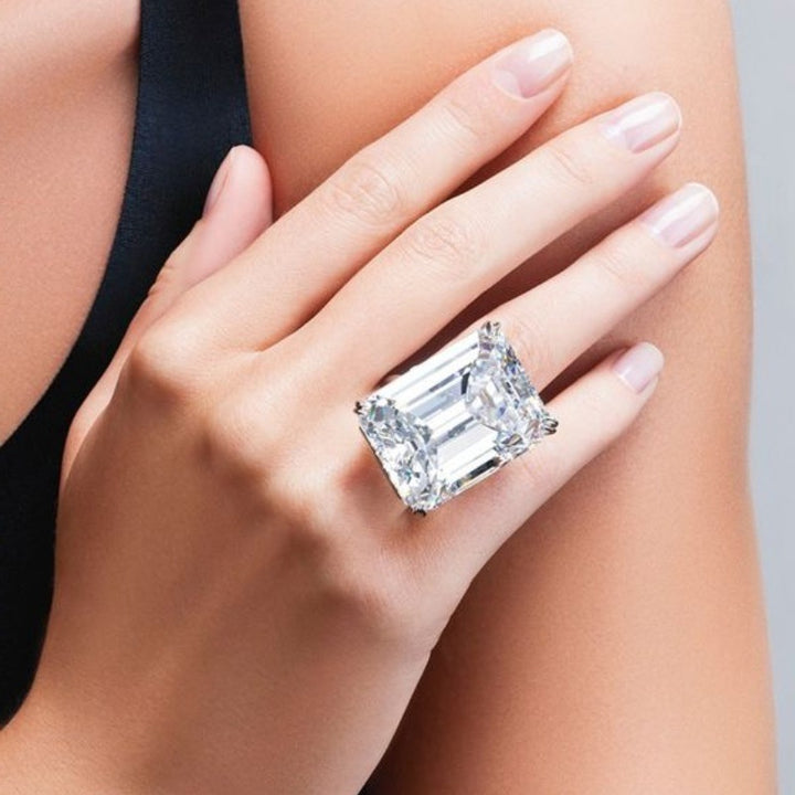 Multi-Cut Center Diamond Statement Ring Collection, Oval / Emerald / Pear Three-Stone Silver Cocktail Rings