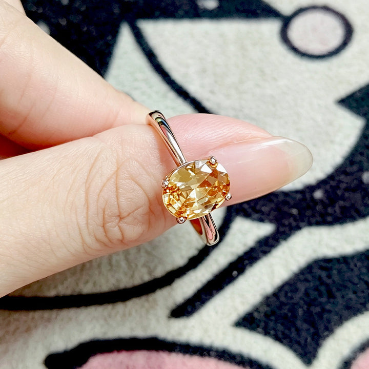 Oval‑Cut Champagne Diamond Promise Ring, Rose Gold Tone Women’s Ring