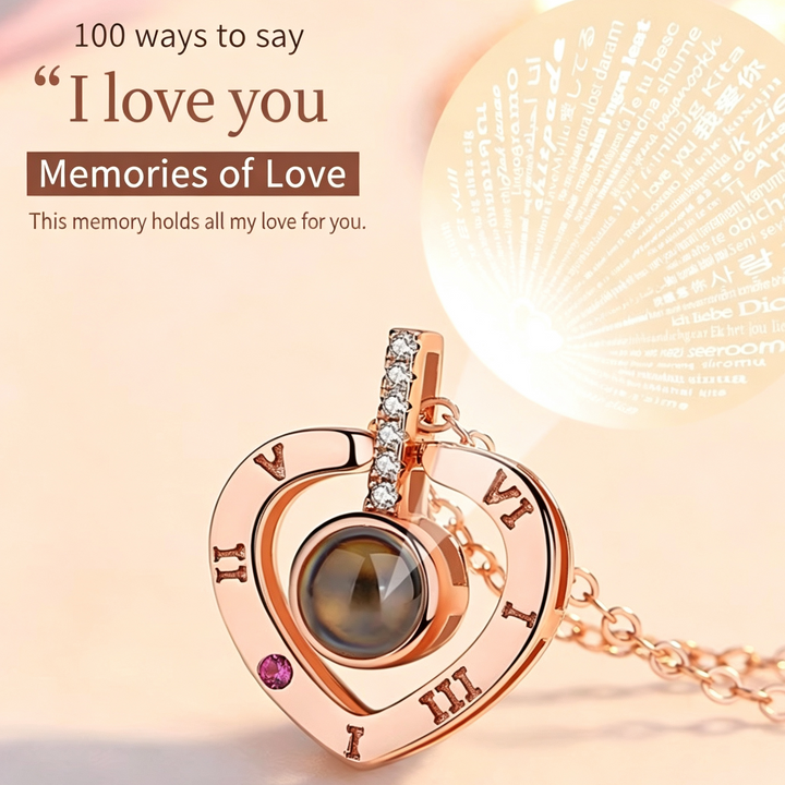 Heart Projection Pendant Necklace, 100 Languages I Love You Charm, Romantic Gift for Lover &amp; Women