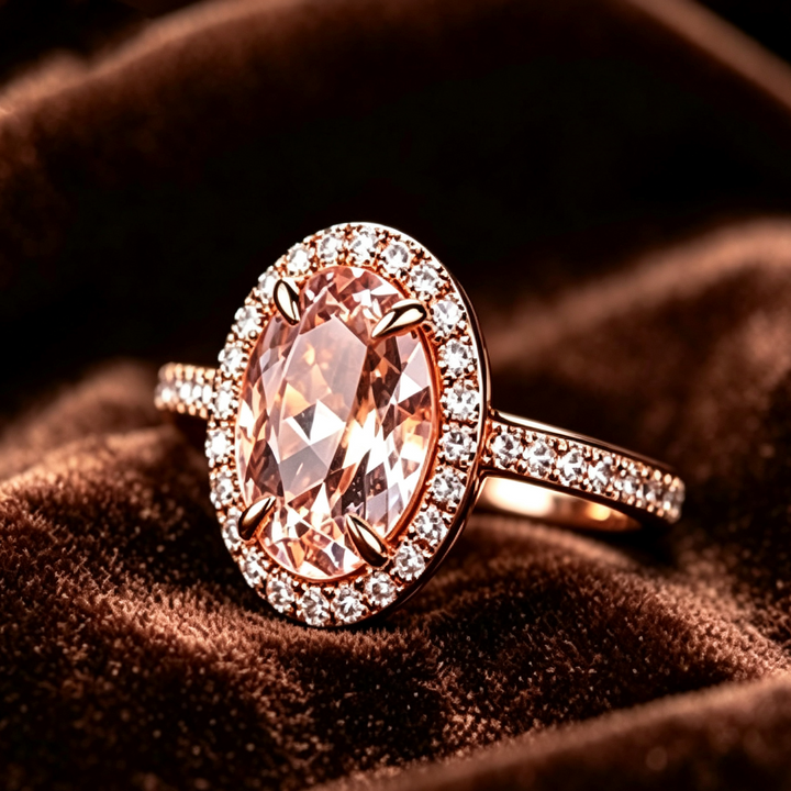 Oval Champagne Color Gemstone Promise Ring, Perfect for Gift &amp; Daily Wear for Women