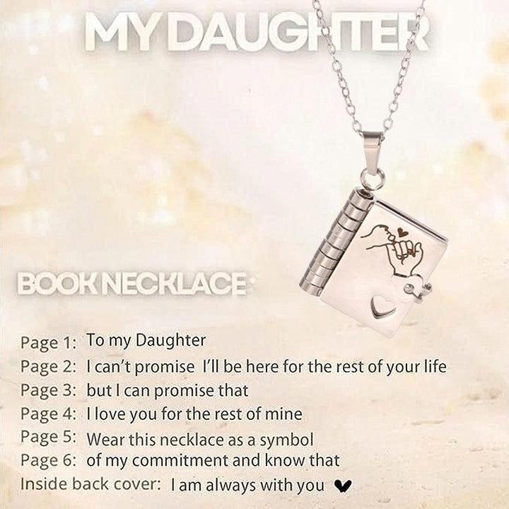 Openable Mini Book Locket Message Pendant Necklace, Tone Family Love Sentimental Keepsake Necklace